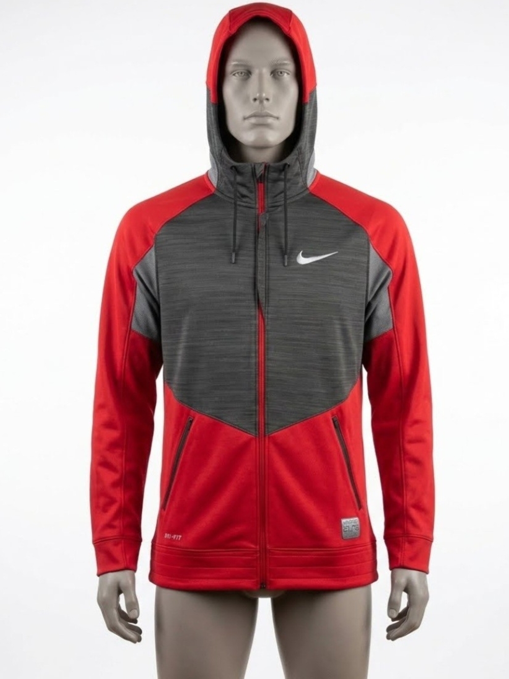 Nike Men’s Elite Red & Gray Performance Full-Zip Hooded Jacket EUC Size Large